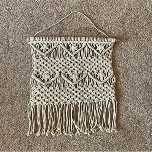 Vintage inspired cream boho bohemian hand woven macrame wall hanging tapestry